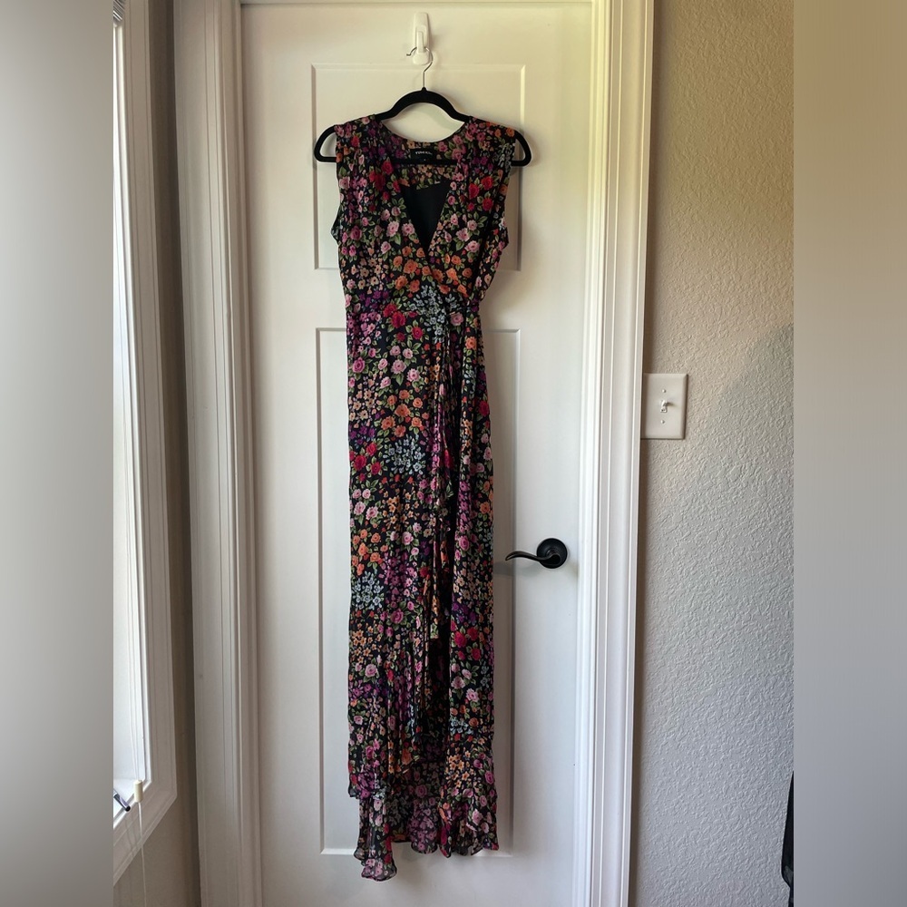 Yumi Kim Black Floral Maxi Dress with Pink & Red Blooms - Picture 8 of 8